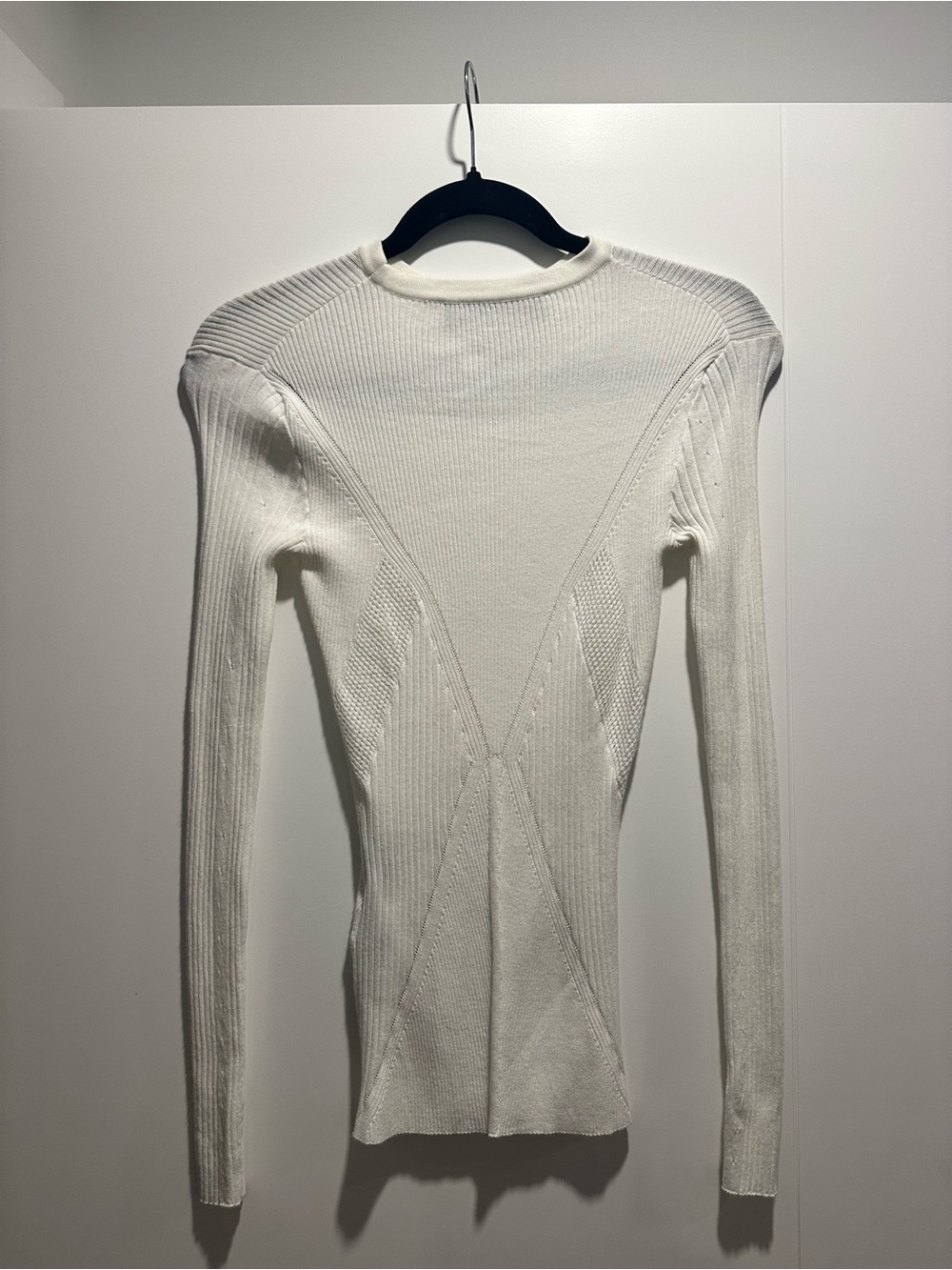 Versace Cream Ribbed Long-Sleeve Knit Top
